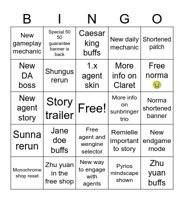 ZZZ 3.0 live stream prediction bingo Card