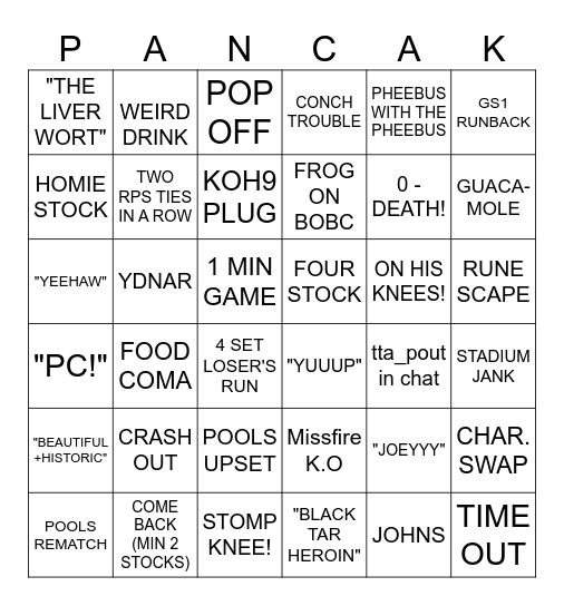 GRAND SLAMMY COMMS. BINGO! Bingo Card