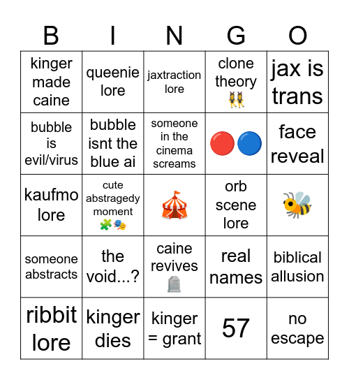 tadc wuh oh Bingo Card