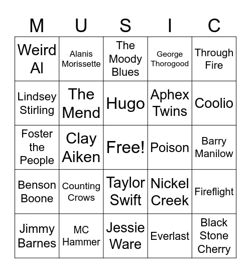 Music_06062026 Bingo Card