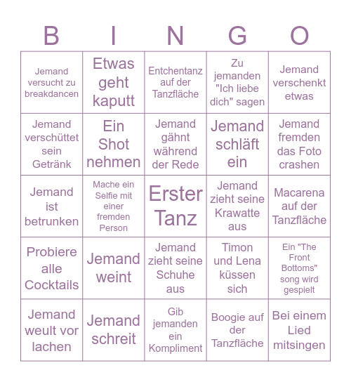 Hochzeitsbingo Card