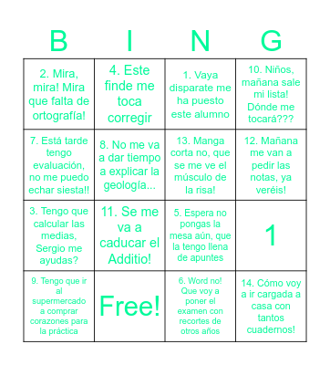 Jubilación mama Bingo Card