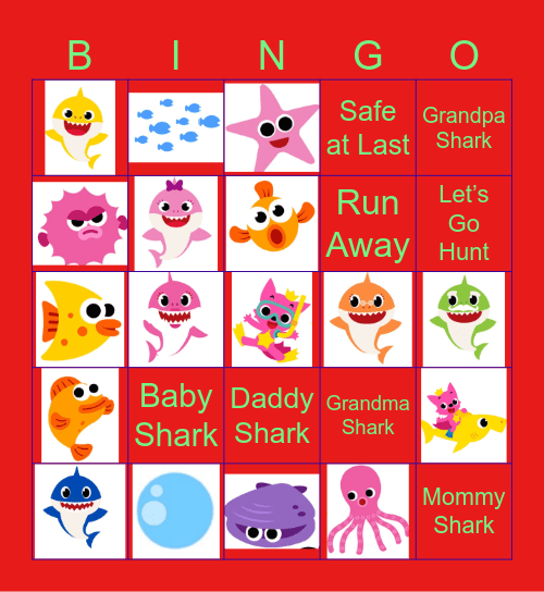 BABY SHARK Bingo Card