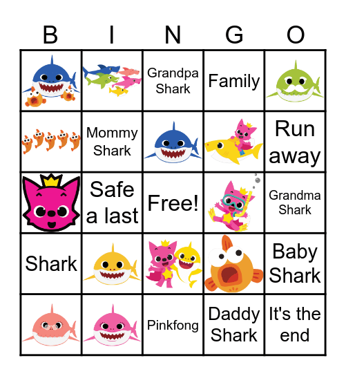 Baby Shark Bingo Card