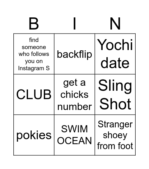 SATTERDAY Bingo Card