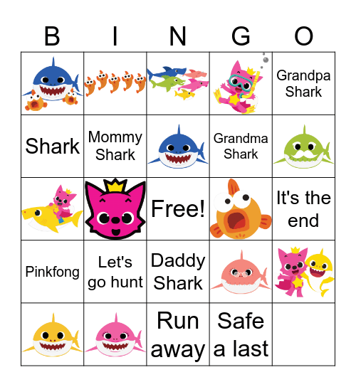 Baby Shark Bingo Card