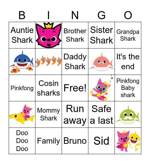Baby Shark Bingo Card