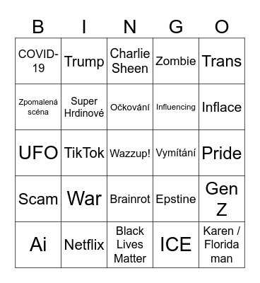 Scary movie Bingo Card