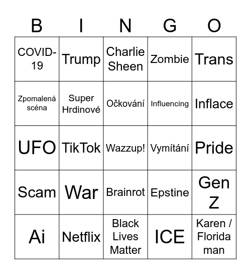 Scary movie Bingo Card