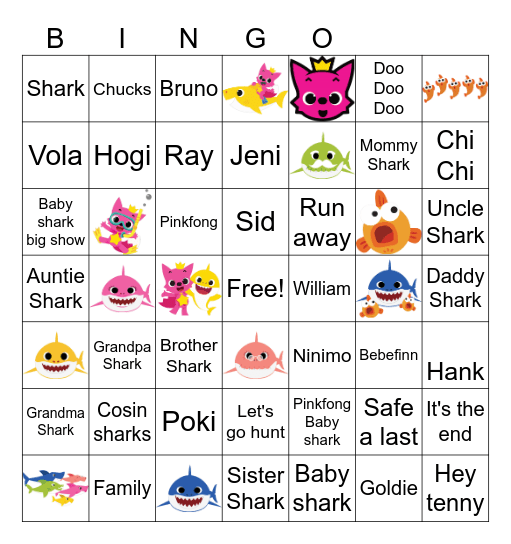 Baby Shark Bingo Card