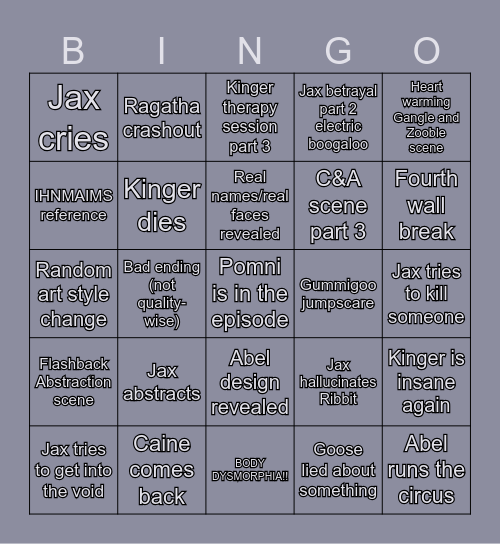 TADC BINGO EPISODE 9 Bingo Card