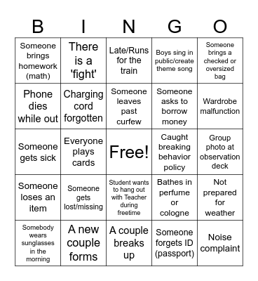 Poland Trip 2026 Bingo Card