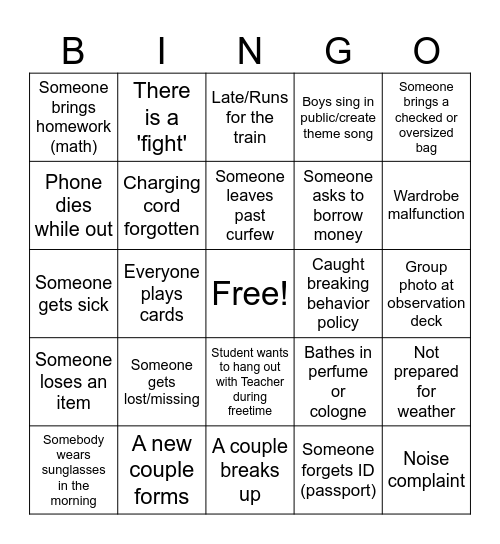 Poland Trip 2026 Bingo Card