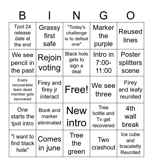 Tpot 23 Bingo Card
