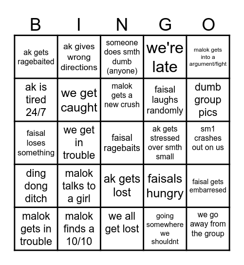 manchester camp bingo Card