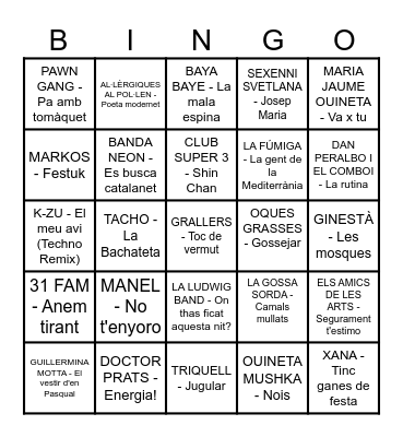 BINGA MUSICAL CCZ 2026 Bingo Card