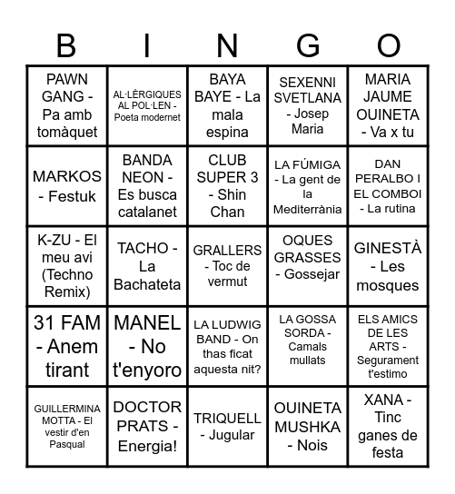 BINGA MUSICAL CCZ 2026 Bingo Card
