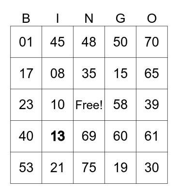 Santina Valentine Bingo Card