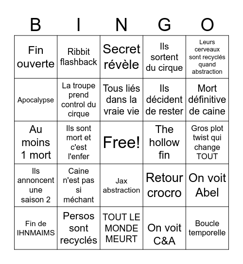 TADC Bingo Card