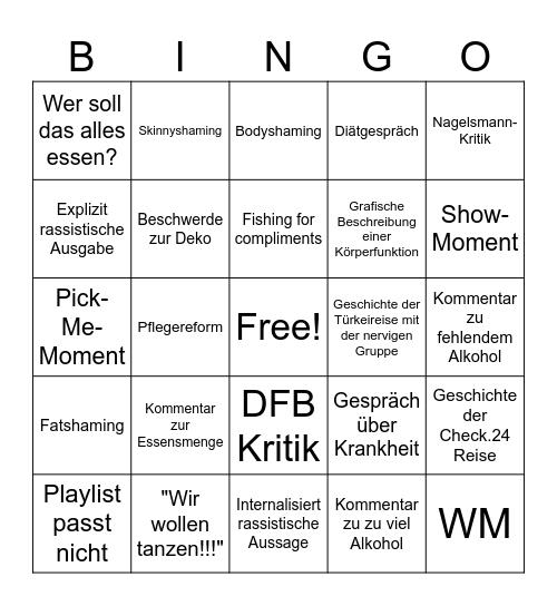 Tisch-Talk Bingo Card