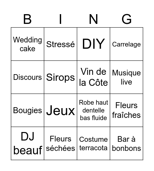 Mariage GuyLène Bingo Card