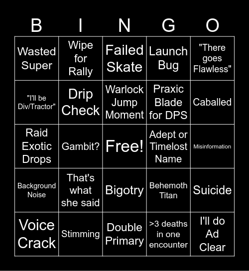 CLFS Bingo Card