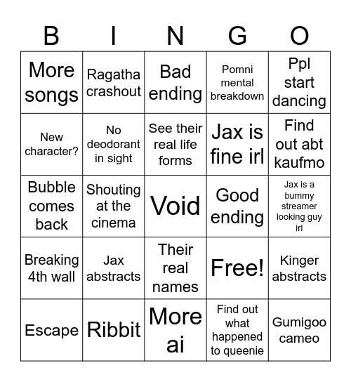 TADC FINALE Bingo Card