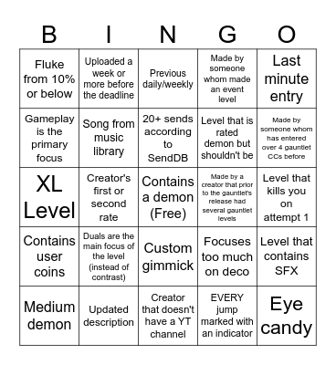 Duality/Paradox Gauntlet Bingo Card