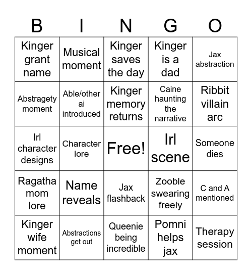 TADC Final BINGO Card
