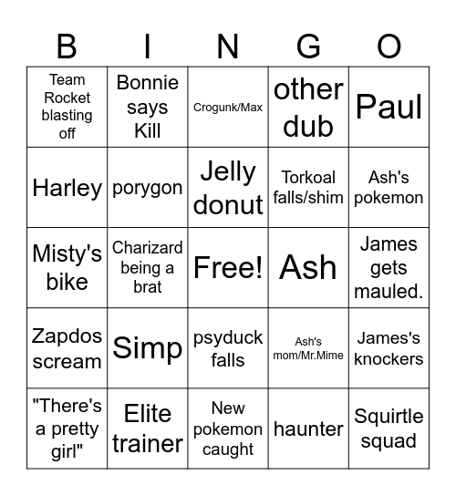 Pokemon Bingo Card