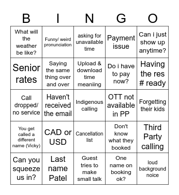 CRES Bingo Card