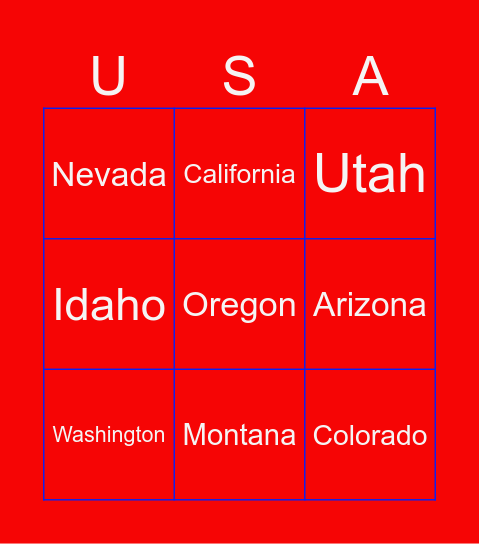 Western US Titties Bingo Card