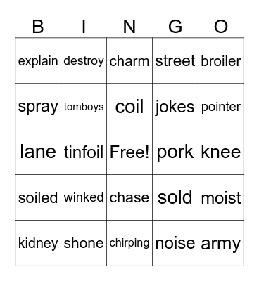 Fundations Unit 12 Bingo Card