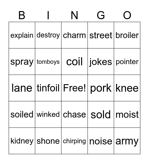 Fundations Unit 12 Bingo Card