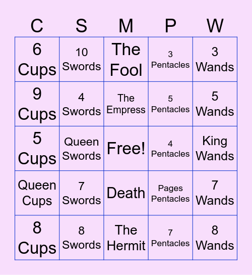 Tarot Bingo Card