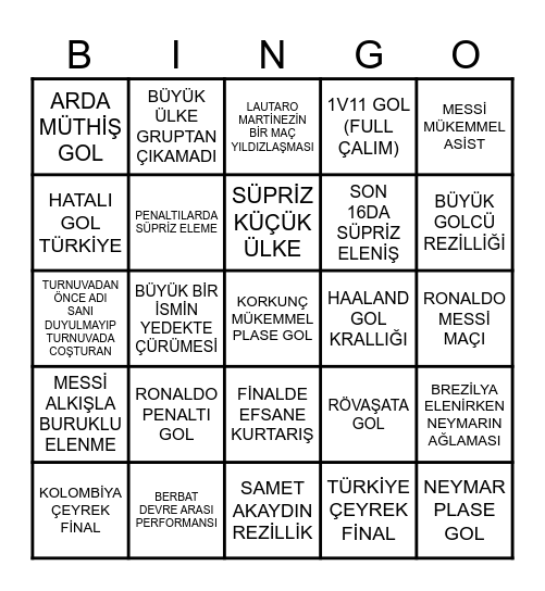 DÜNYA KUPASI 2026 BİNGO Bingo Card