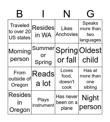 Amazon Bingo Card