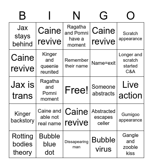TADC Bingo Card