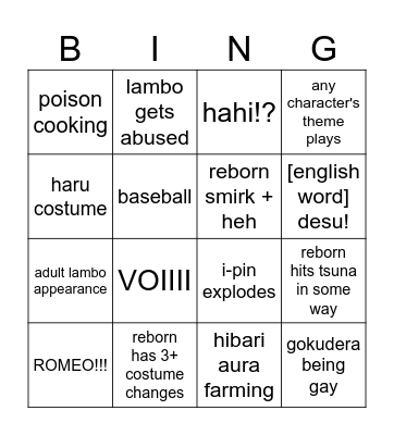 Reborn! Bingo Card