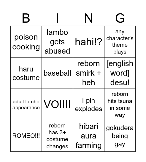 Reborn! Bingo Card