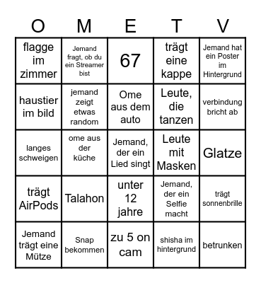OME TV Bingo Card