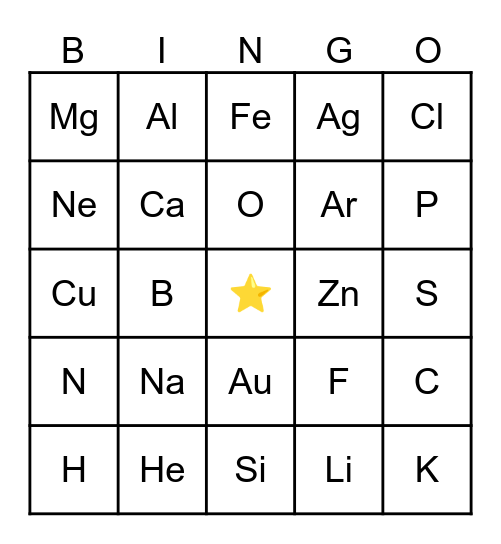 Bingo Reaction Bingo Card
