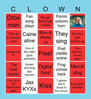 I’m clown no more Bingo Card