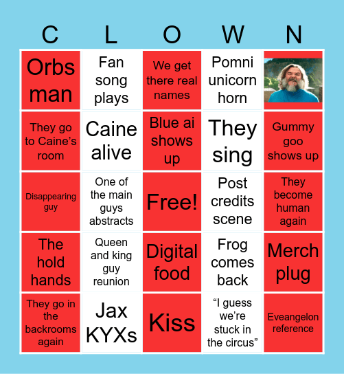 I’m clown no more Bingo Card