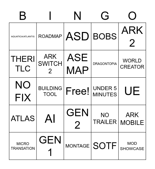 ARK IGN Bingo Card