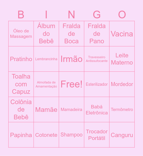 Bingo temático - Chá de Laura Bingo Card
