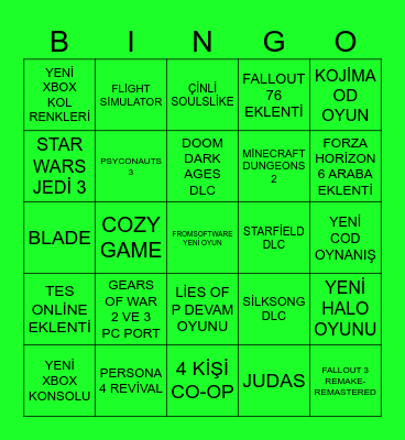 XBOX SHOWCASE 2026 Bingo Card
