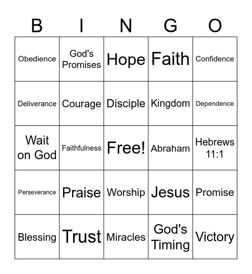 Faith Bingo Card
