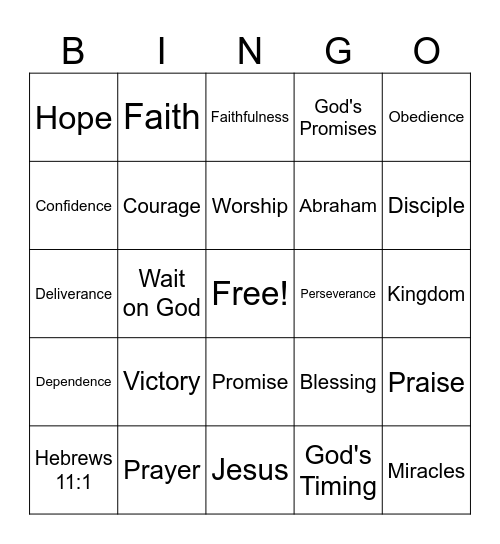 Faith Bingo Card