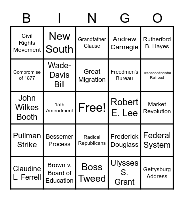 APUSH Bingo #3 Bingo Card